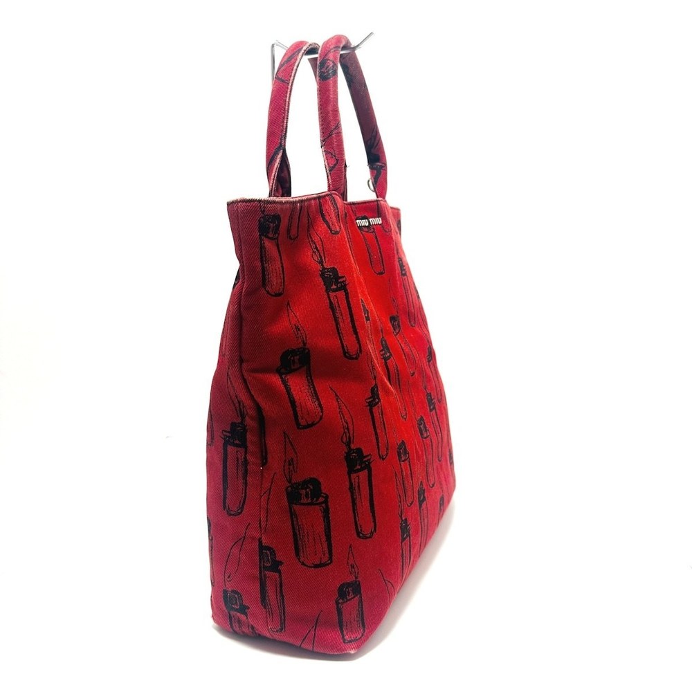 Miu Miu Tote Bag Lighter Pattern Red Black Leather - image 2